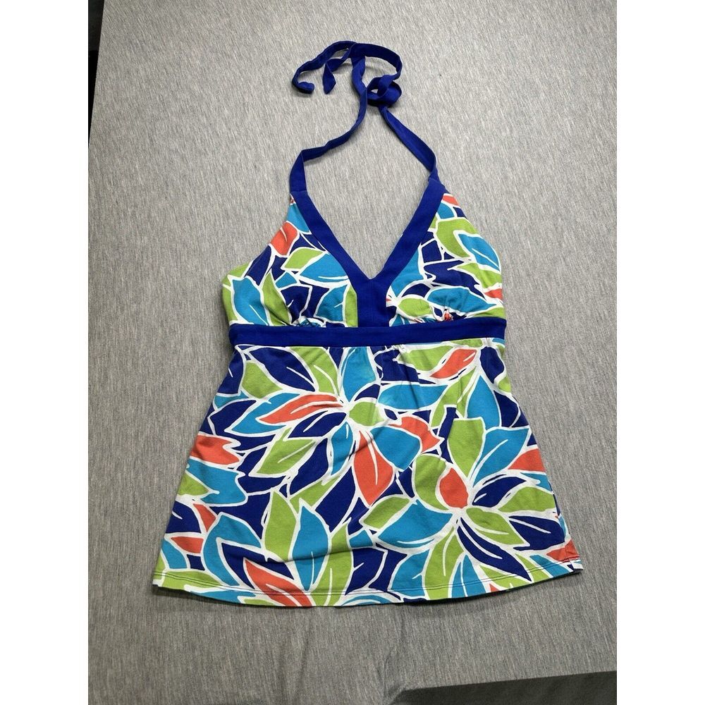 Tommy Bahama Tank Top Shirt S‎ Blue Green Floral Built In Bra Casual Womens